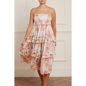 Needle & Thread Rose Bluebell Pink Floral Tulle Bandeau Ballerina dress US 4